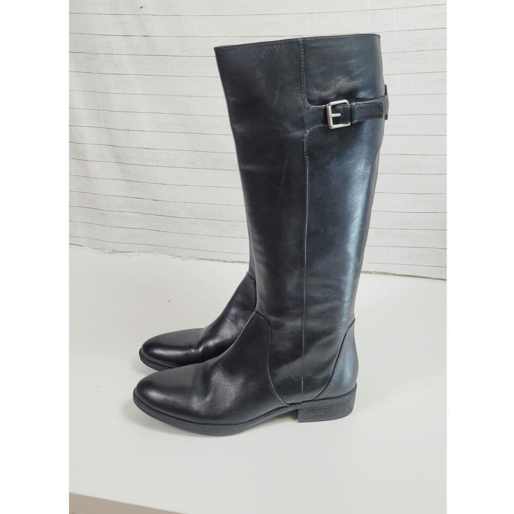 SAM EDELMAN PATTON KNEE HIGH BLACK LEATHER RIDING BOOTS, SZ 9